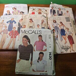 Womens McCalls sewing patterns pants, shorts, skirts, polo vintage 80s unverifie